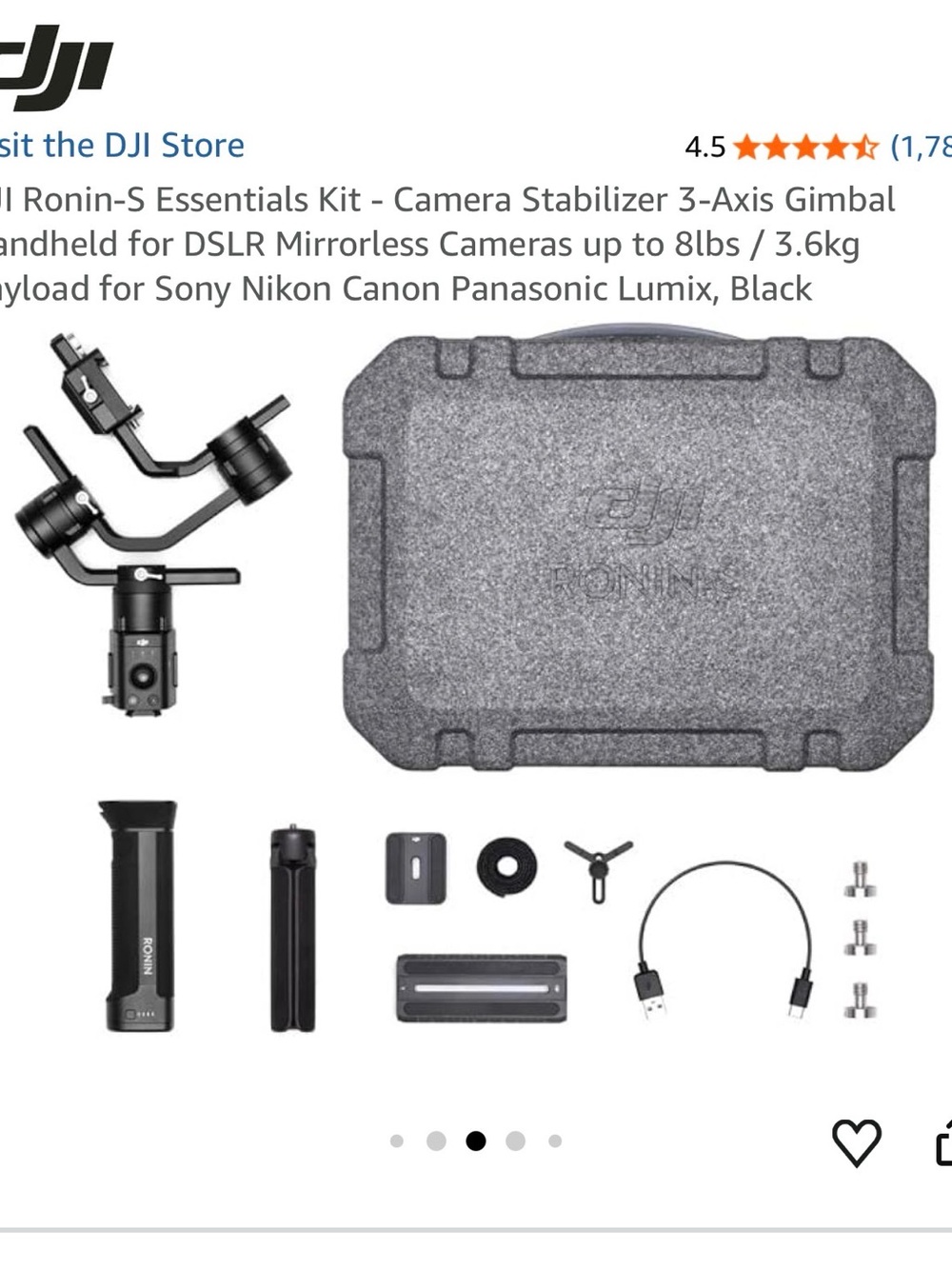 DJI Ronin-S Stabilizer Kit in Black and Gray
